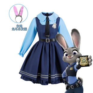 动物城兔子警官朱迪cos服儿童衣服成人连衣裙裙子套装短袖