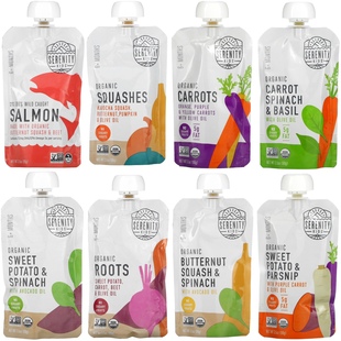 海淘 美国Serenity kids果蔬泥混合蔬菜泥果泥三文鱼泥牛肉泥99克