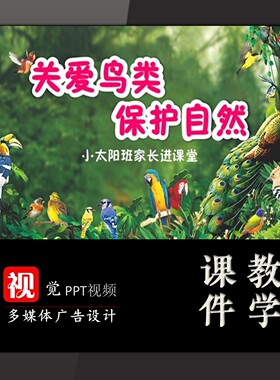 学生家长进课堂PPT课件定制关爱鸟类保护环境爱鸟周动物