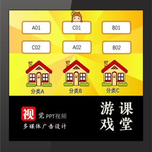 PPT游戏模板趣味课堂互动题目分类房子中小学情境教育教学课件