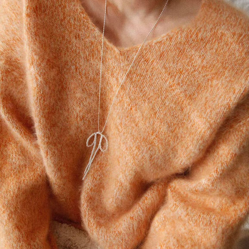 秋冬羊绒羊毛混纺针织毛衣慵懒风V领拉绒毛衣女宽松显瘦针织上衣