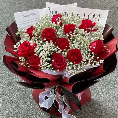 金昌市花店生日鲜花束表白百合香槟蓝紫红粉玫瑰1金川区永昌县