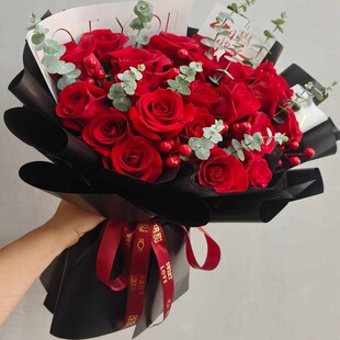 娄底市花店生日鲜花束表白红粉玫瑰1星区冷水江涟源新化县双峰
