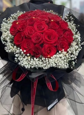 陇南市鲜花店速递礼物送生日粉红玫瑰束1武都区成县西和县宕昌县