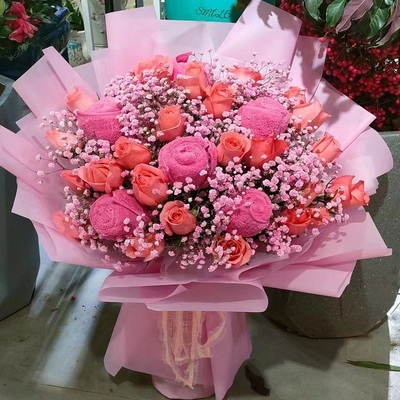 常德市鲜花店速递礼物送生日粉红玫瑰束1鼎城临澧县桃源汉寿安乡