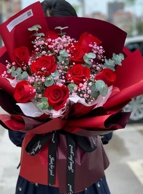 安庆市鲜花店速递礼物送生日粉红玫瑰束1桐城枞阳太湖望江岳西县