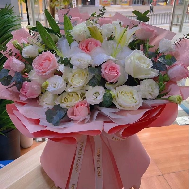 襄阳市鲜花店速递礼物送生日粉红玫瑰束1襄城阳南漳谷城枣阳宜城