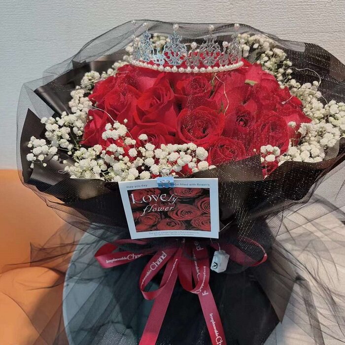 柳州市鲜花店生日束表白红粉玫瑰1柳南鱼峰城县三江鹿寨融安水