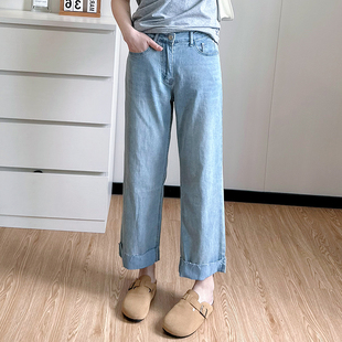梨形身材胖mm显瘦裤 COCO微胖大码 女夏季 女装 子 休闲直筒阔腿牛仔裤