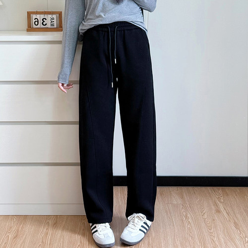 COCO大码微胖mm松弛感裤子2025秋冬200斤宽松显瘦直筒卫裤休闲裤