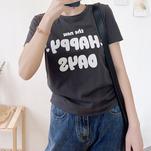 夏季 英文字母印花圆领短袖 胖MM百搭显瘦韩版 T恤 女装 新品 coco大码