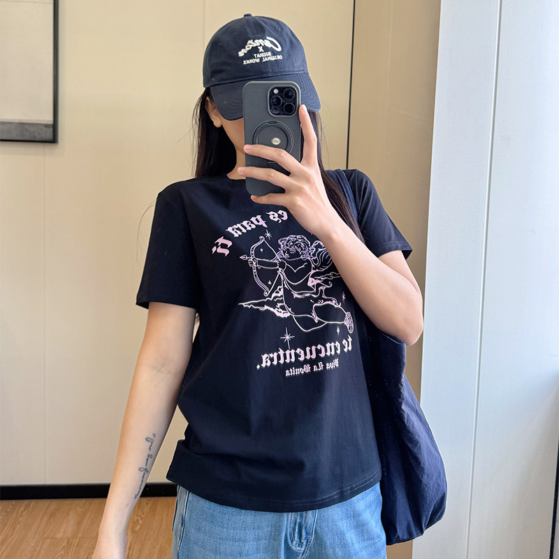 COCO微胖大码印花短袖T恤女夏季胖mm显瘦宽松遮肉设计感小众上衣图片