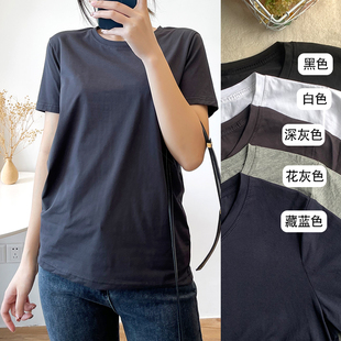 亲肤柔软圆领T恤胖mm显瘦百搭藏肉纯色短袖 COCO大码 新款 夏季 女装