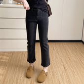百搭小脚裤 女2025春秋季 子设计感 胖mm高腰直筒牛仔裤 COCO微胖大码
