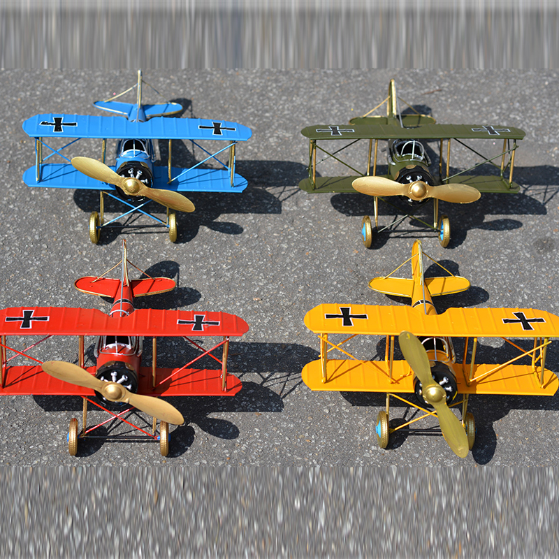 复古仿古铁皮飞机模型德国装饰品