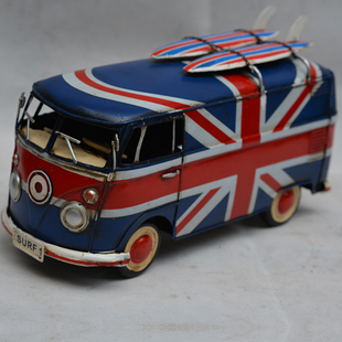 创意家居装 饰品摆件英国伦敦巴士复古铁皮公交车模型生日礼品