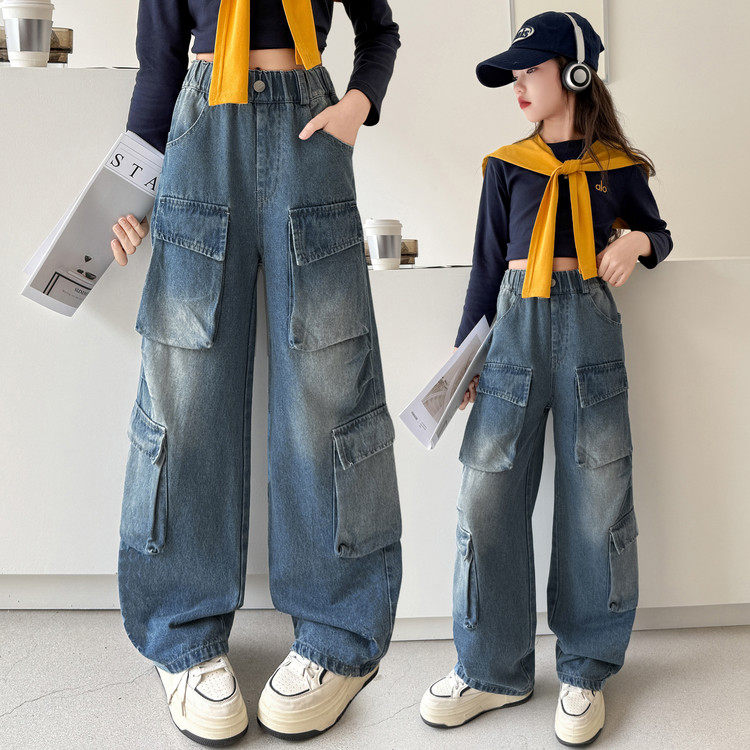 2025新款春秋时尚工装裤女童宽松百搭休闲裤儿童潮酷长裤,童装/婴儿装/亲子装,裤子,淘宝优惠券,粉丝福利购,淘宝优惠卷