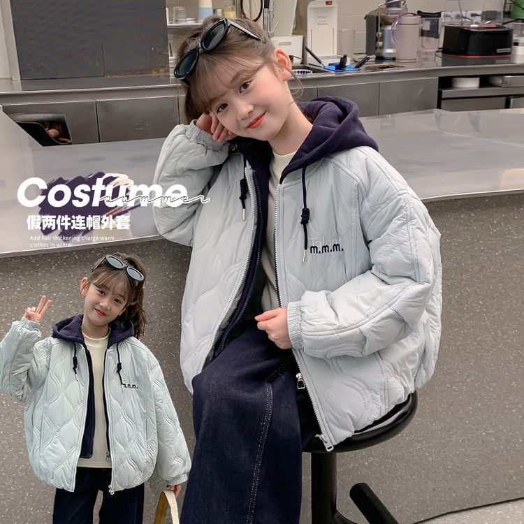 2025新款冬季儿童连帽外套男女童保暖时尚棉服百搭防寒上衣