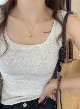 白灰色打底吊带背心女内搭外穿2025秋冬新款带胸垫遮副乳大码上衣