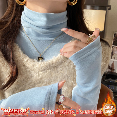 休闲百搭磨毛打底衫女