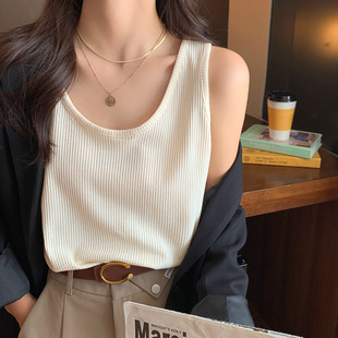 白色吊帶背心女士內(nèi)搭2025夏新款 胖mm遮肚子寬松打底上衣外穿 大碼
