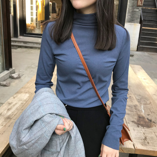 春秋2026新款半高领元熙打底衫女装内搭修身长袖高级感堆堆领上衣 - 封面