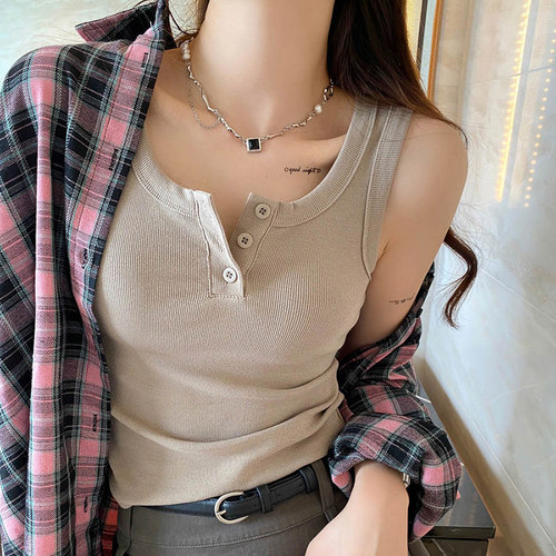 【纯棉纽扣吊带】酷辣百搭小背心