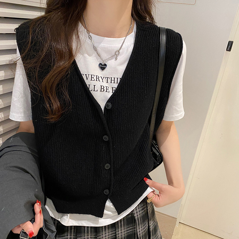 黑色马甲女春装2025年新款春秋坎肩短款针织背心叠穿无袖马夹毛衣,女装/女士精品,马夹,淘宝优惠券,粉丝福利购,淘宝优惠卷