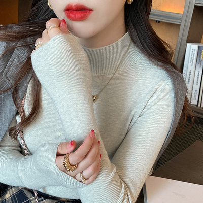 修身显瘦半高领针织打底衫