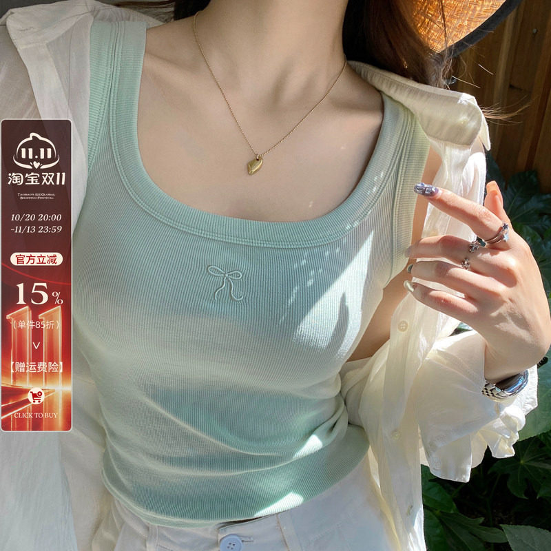 薄荷绿吊带小背心女外穿内搭2026秋新款绝美多巴胺蓝色小上衣打底