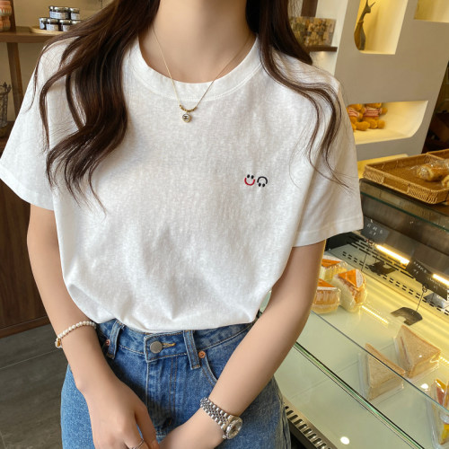 休闲薄款竹节棉短袖女