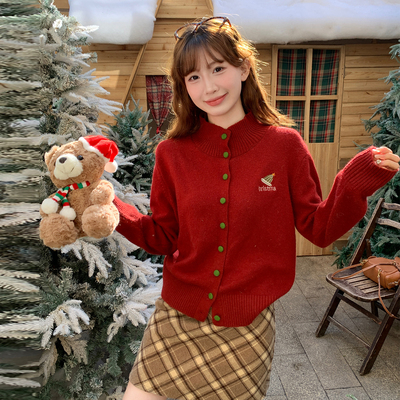 【圣诞红色毛衣外套】软糯针织衫