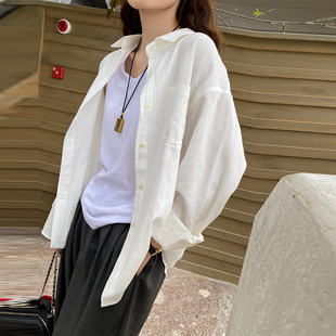 龙妹家白色翻领衬衫外套女外穿2026新款春夏叠穿防晒罩衫长袖上衣