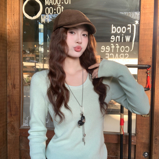 冬季 龙妹家绿色羊毛打底衫 爆款 内搭2025新款 穿搭针织上衣 毛衣女装