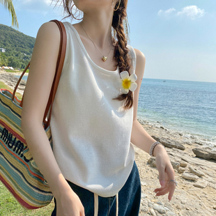 白色无袖 内搭遮副乳U领打底吊带别致T恤上衣 小背心女外穿2026新款