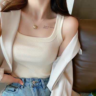 纯色百搭遮副乳吊带背心女