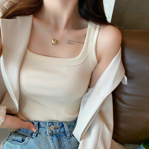 纯色百搭遮副乳吊带背心女