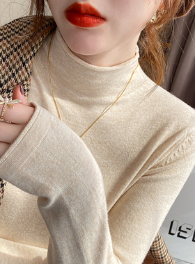 白色打底衫女秋冬半高领2025年新款内搭洋气冬季毛衣黑色针织上衣