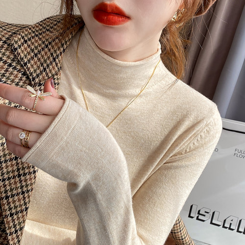 半高领针织打底衫女秋冬
