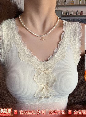 龙妹白色加绒保暖德绒背心带胸垫女内搭2025冬新款厚吊带打底上衣