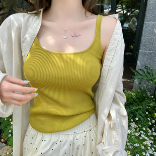针织吊带小背心2026春夏季新款女士西装内搭方领外穿无袖打底上衣