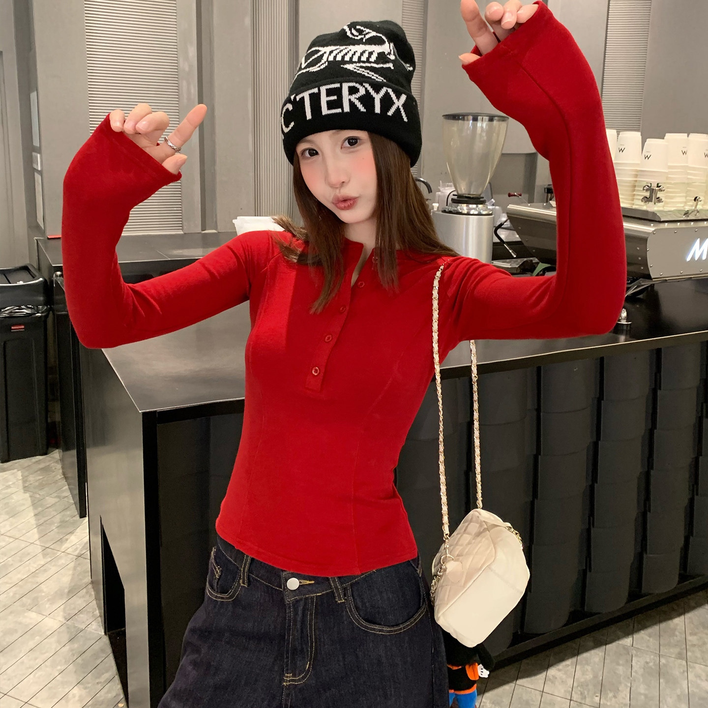 龙妹家红色加绒加厚打底衫女内搭2026冬新款保暖长袖T恤修身上衣