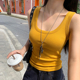 龙妹黄色工字吊带背心女内搭外穿春夏新款 上衣 遮副乳打底绝美无袖