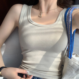 上衣 显瘦工字打底无袖 方领吊带小背心女内搭2026春夏新款 外穿修身