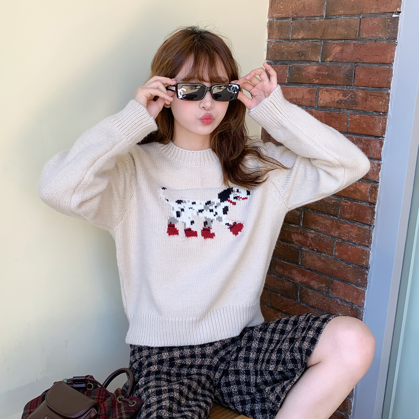 【可爱小狗刺绣打底衫】软糯毛衣