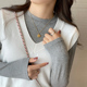 高级感白色长袖 灰色打底衫 新款 2026春装 T恤小立领上衣 女内搭修身