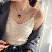 2026春夏新款 针织打底衫 外穿上衣 内搭高级v领无袖 吊带背心女西装