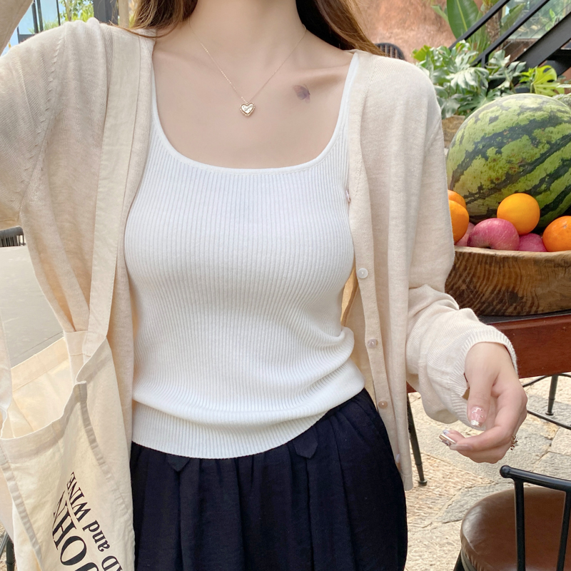 薄款针织开衫外套女2025年春季新款宽松V领毛衣外搭打底白色上衣
