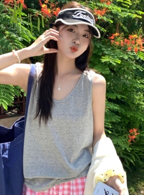 灰色棉麻小吊带背心女内搭春夏新款大码宽松慵懒遮肚外穿打底上衣