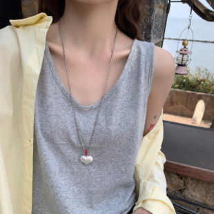 上衣 无袖 龙妹家灰色棉麻吊带背心女内搭外穿2026春夏新款 宽松大码